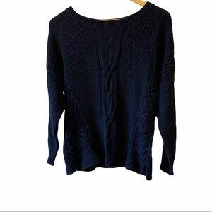 TOMMY HILFIGER Navy Cable Knit Crew Neck Sweater L